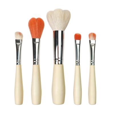 China Angular Blush OCM 5 Pcs Personalized New Design Portable Goat Hair Cosmetic Makeup Brush Set for sale