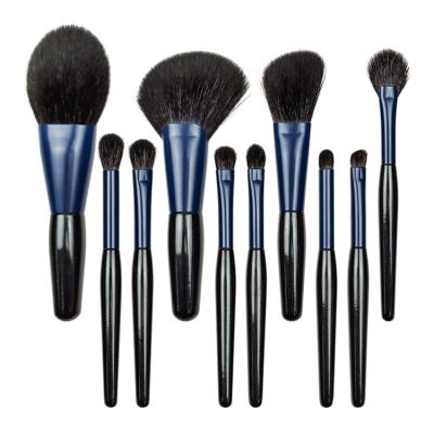 China Angular Blush OCM 10 PCS Private Label Luxury High Quality Blue Goat Hair Makeup Mini Brush Set for sale