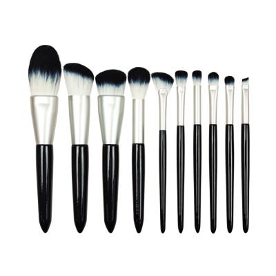 China Angular Blush Custom Logo Blue Synthetic Hair Wood Long Handle Eye Makeup Brush Set for sale