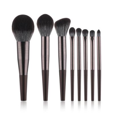 China Angular Blush CMO 8pcs High Quality Custom Branding Unique Vegan Natural Synthetic Hair Wood Handle Makeup Brush Set for sale