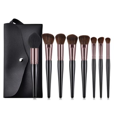 China Angular Blush OCM 9pcs Logo Custom Black Synthetic Hair Foundation Cosmetic Makeup Brush Set for sale