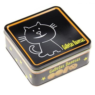 China Het boter Zwarte Koekje Tin Container Square Tin Box van het Koekjestin voor Voedsel 0.23mm Dikte Te koop