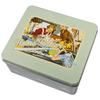 Cina Eco-friendly Biscuit Tin Box Rectangular Tin Containers Food Grade Metal Cans with Lids in vendita