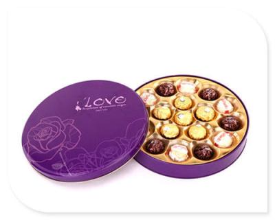 중국 Round Metal Containers Wholesale Cookie Tins Blue Chocolate Tin Box 판매용