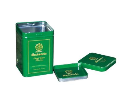 China De lege Doos van de Theetin storage square tea tin van het Theetin In het groot met Groene Gedrukte Kleur Te koop