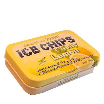 China Ice Chip Tins Candy Gingermint Tin Box with Hinge Small Metal Storage Tins with Lids for sale