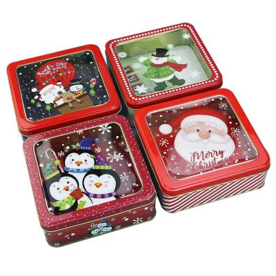 Китай Wholesale Popcorn Tins Square Tin Box with PVC Window Printed Holiday Boston Tins продается