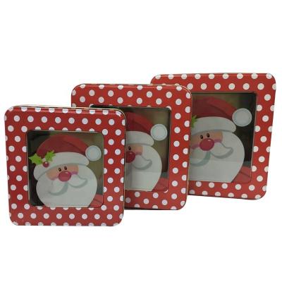 China Holiday Tin Box with Window Michael Tins Wedding Favor Tins Square Cake Tins for sale