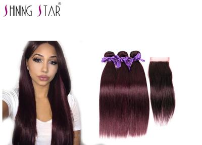 China Unprocessed Straight Bundles With Closure / Comfortable Human Hair Extension Bundles for sale