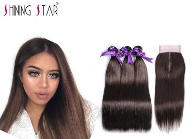 China Soft Three Straight Brazilian Hair Bundles With Closure Full Cuticle Aligned for sale