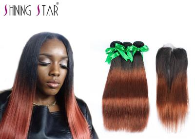 China Long 8A Peruvian Hair Bundles With Closure Ombre Dark Roots Tangle Free for sale