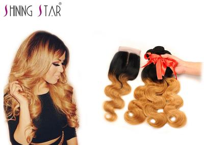 China Swiss Lace Ombre Body Wave Weave / Blonde 1B 27 Non Remy Hair Extensions for sale