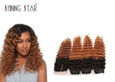 China No Tangling Indian Deep Wave Human Hair , Smooth Indian Human Hair Bundles for sale