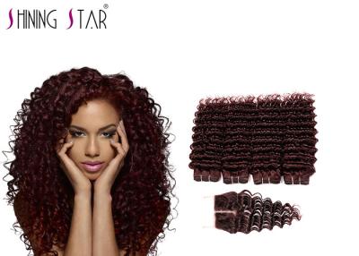 China Soft Unprocessed Brazilian Hair Bundles / Burgundy Brazilian Virgin Remy Hair Deep Wave for sale