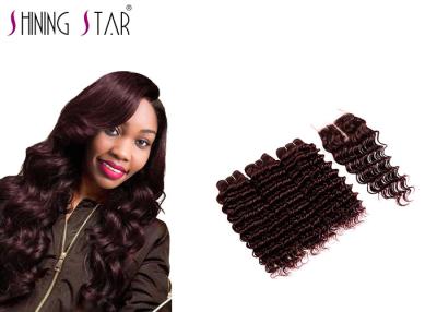 China Unprocessed Remy Human Hair Weave , Burgundy 3 Bundles Of  Deep Wave for sale