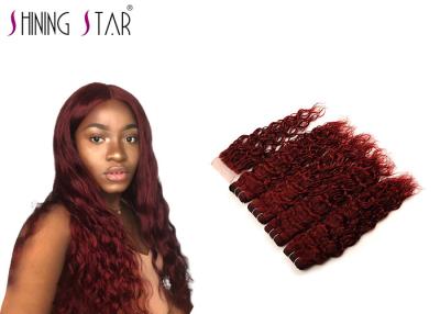 China Las extensiones del pelo de la onda de agua de Restyled del color rojo de #99J para las señoras modificaron longitud para requisitos particulares en venta