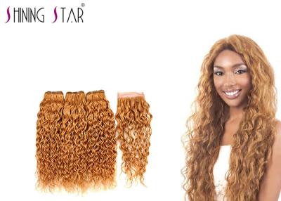 China 3 Bundles Virgin Water Wave Hair Extensions With Closure Blonde Color 27 for sale