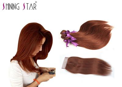 China Red Brown Straight 3 Bundles Human Hair / Straight Human Hair Weave 10-26 Inch for sale