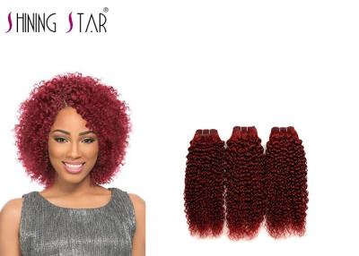 China Burgundy 3 Bundles Kinky Curly Hair Weave For Women No Synthetic Mixed for sale