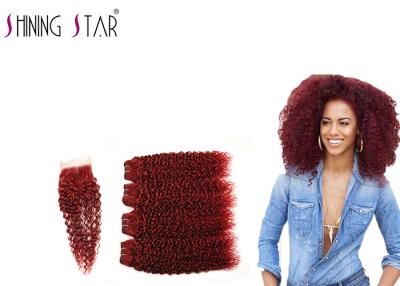 China Brazilian Human Hair #99j Red Color Water Wave 4 Bundles With Closure for sale