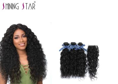 China Water Wave Wave Unprocessed Remy Hair With 10'-26' Inch Weft No Tangle for sale