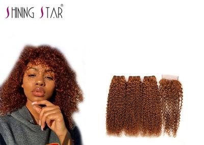 China Gold Blonde 3 Bundles Kinky Curly Hair Weave With Closure 100% Original for sale