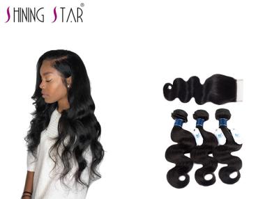 China Black Unprocessed Virgin Indian Hair / 3 Pcs Indian Body Wave Bundles for sale