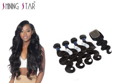 China Black Nature Body Wave Indian Hair Bundles With Closure No Bad Smell for sale