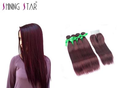 China Tangle Free Peruvian Straight Human Hair / Remy Burgundy Human Hair Weave for sale