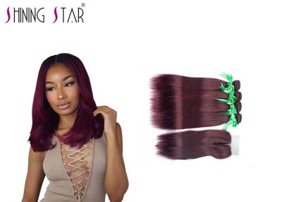 China Wine Red Malaysian Remy Hair Bundles / 4 Malaysian Straight Hair Bundles for sale