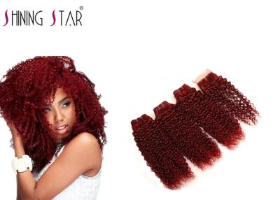 Cina Bundle di capelli brasiliani Kinky Wave # 99J Red 3 Bundles con chiusura color borgogna in vendita