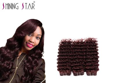 China Burgundy Deep Wave Human Hair Weave , Long Deep Wave Virgin Hair With Closure for sale