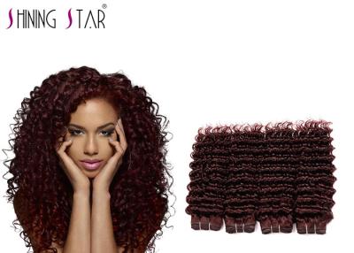 China Burgundy Red Unprocessed Deep Wave Hair Bundles For Black Woman 3 PCS Weft for sale