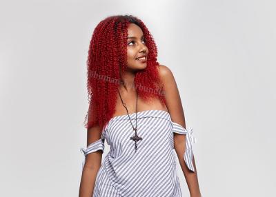 China Pelucas rizadas del cabello humano de la armadura del pelo rizado del frente afortunado-rojo del cordón de T1B para las mujeres negras en venta