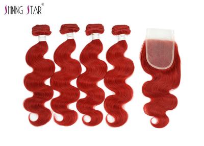 China Paquetes brasileños mojados rojos vivos del cabello humano con el cierre para las mujeres en venta