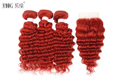 China El cabello humano profundo de la onda lía con color rojo de la armadura rizada del cierre 99J en venta