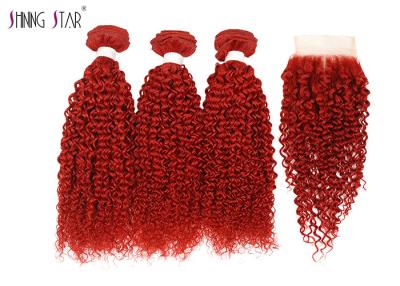 China El cabello humano rizado rizado brasileño rojo lía la extensión con el cierre en venta