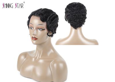 China Black Women Curly Short Bob Wigs U Part Lace Wigs With Bangs French Wave for sale