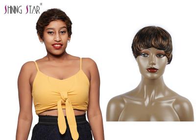 China Piano Colored Short Bob Wigs 100% Human Hair Small Curly Glossy And Clean for sale