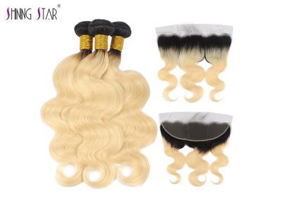 China Body Wave Human Hair Peruvian Hair Bundles With Frontal 13X4 Closure Ombre for sale