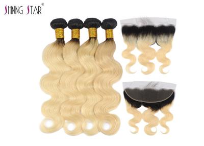 China Long Body Wave Malaysian Hair Bundles 613 Ombre Blonde Bundles With Closure for sale