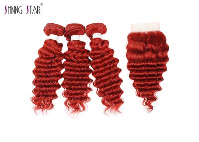 China Red Brazilian Deep Wave Bundles With Closure 10 Inch - 26 Inch ODM / OEM for sale