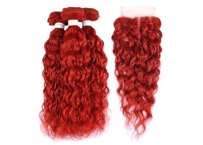 China Water Wave Texture Curly Human Hair Bundles Brazilian Hair Red Color for sale