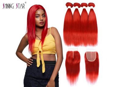 China Red Brazilian Straight Hair Bundles With Closure Colored 99J Burgundy Bundles for sale