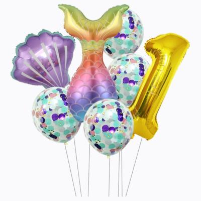 China Birthday Party Decoration 2021 Party Decor. kids birthday party mermaid number balloon set for 1st 2nd 3th birthday for sale