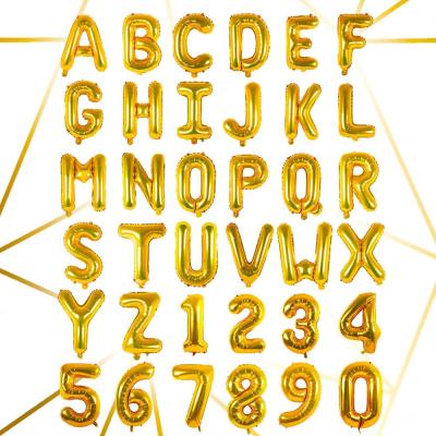 China Toy Foil Material advertising and birthday use gold number letter balloon for sale