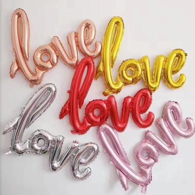 China Wholesale Party Decoration 16 Inch Letter Love Rose Gold Aluminum Foil for Bridal Party Helium Balloons for sale