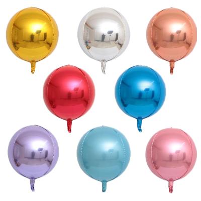 China 18inch Chrome Self-sealin 4D Metal Around Foil Balloons Inflatable Helium Balloon Wedding Decoration for sale