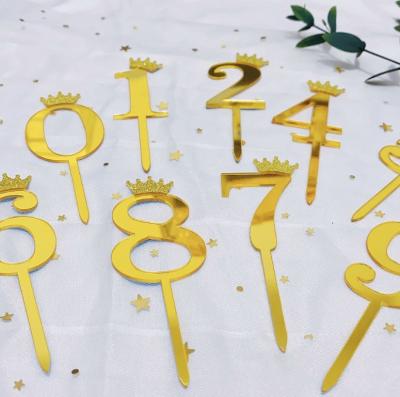 China Hot Sale Acrylic Birthday Cake Topper Accessory Number With Crown Acrylic Cake Toppers for sale