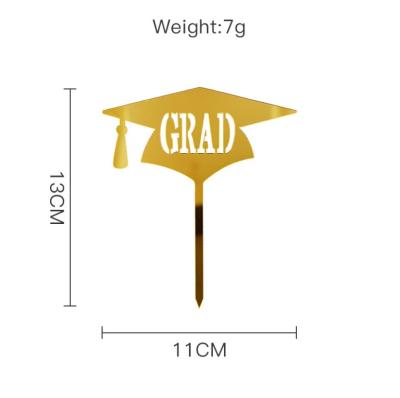 China 2021 Acrylic Graduation Decoration I Did It Black Gold Color Acrylic Graduation Cake Topper for sale